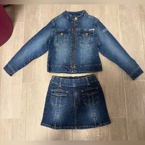 Kids Little Girls Denim Jacket and Skirt Set